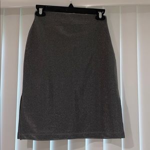 High waisted sparkly silver mini skirt